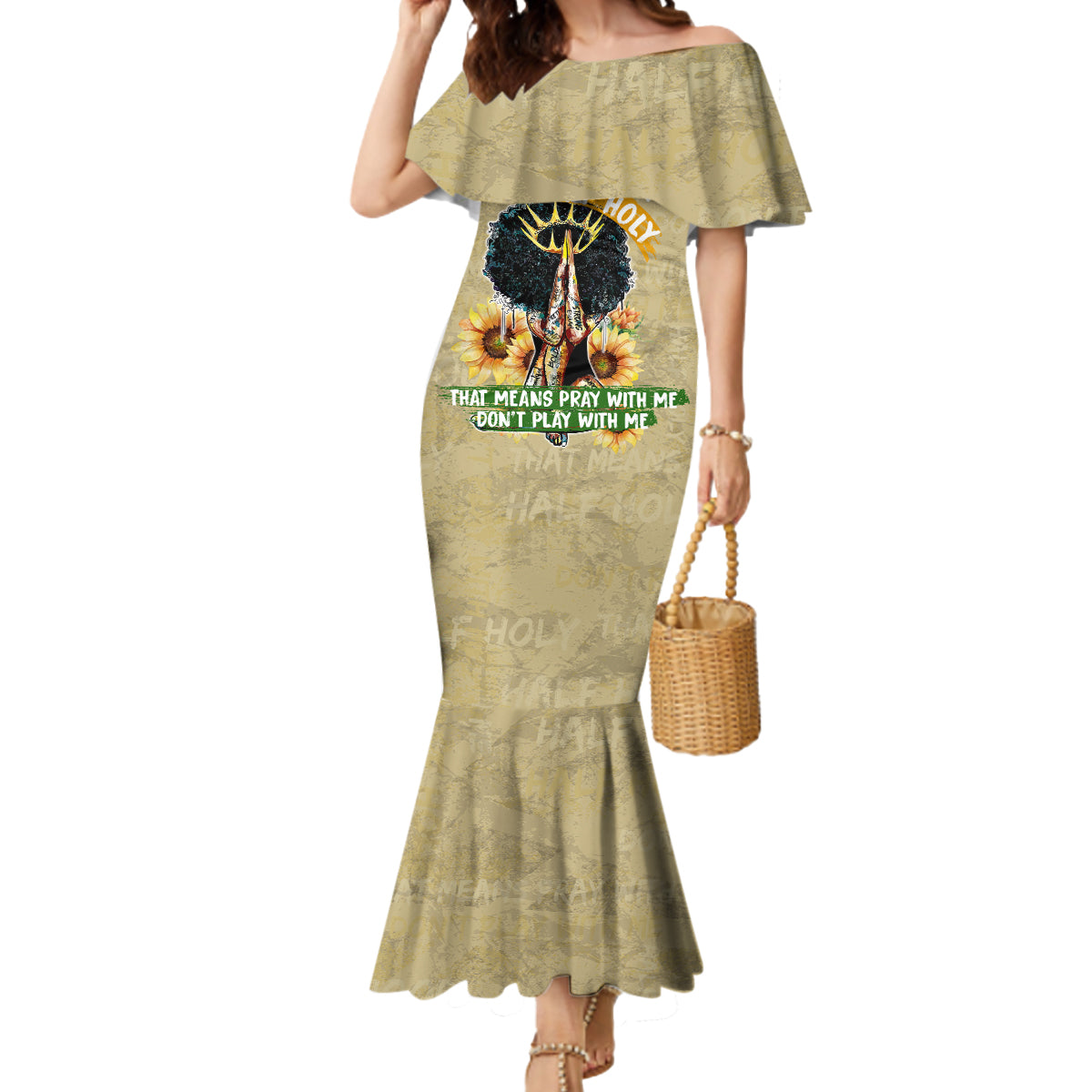Personalized African Women Mermaid Dress Half Hood Half Holy - Wonder Print Shop