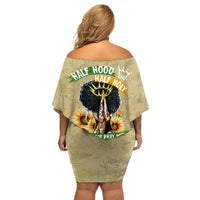Personalized African Women Off Shoulder Short Dress Half Hood Half Holy - Wonder Print Shop
