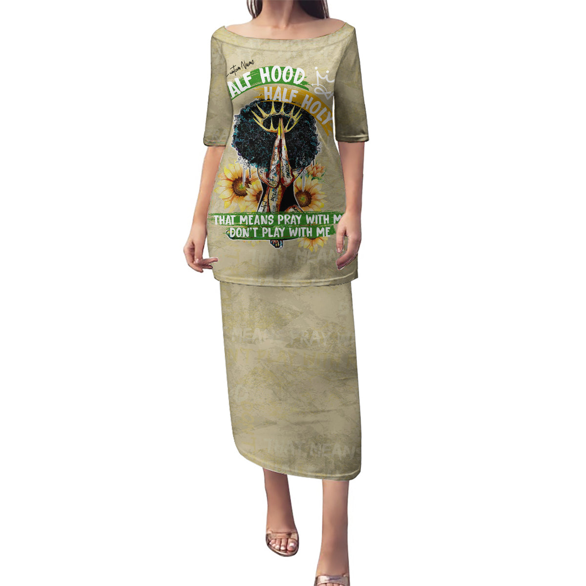 Personalized African Women Puletasi Half Hood Half Holy - Wonder Print Shop