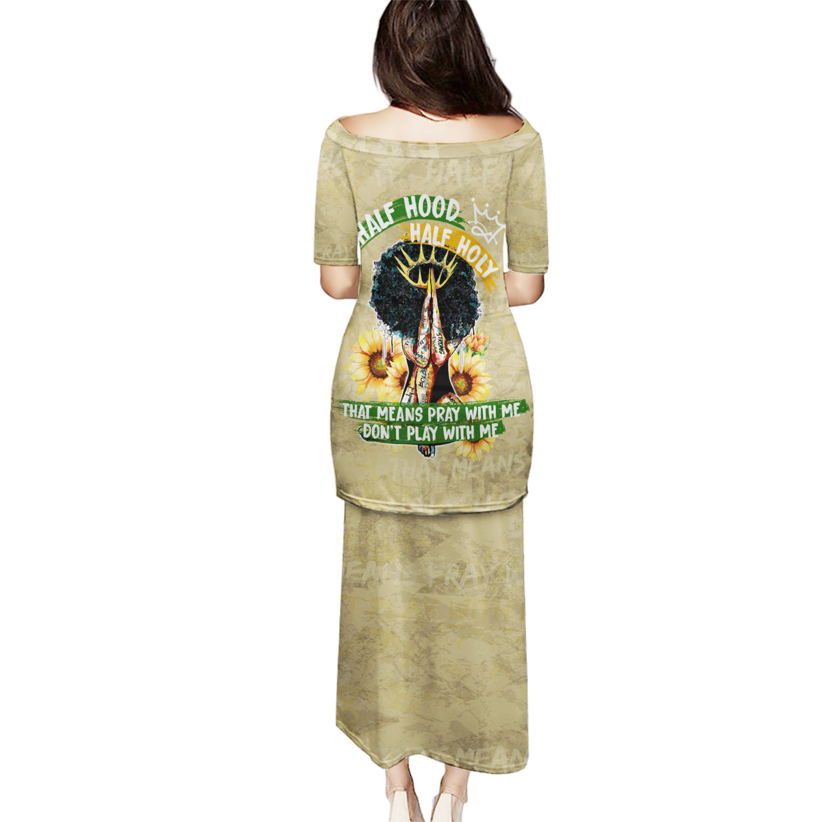 Personalized African Women Puletasi Half Hood Half Holy - Wonder Print Shop