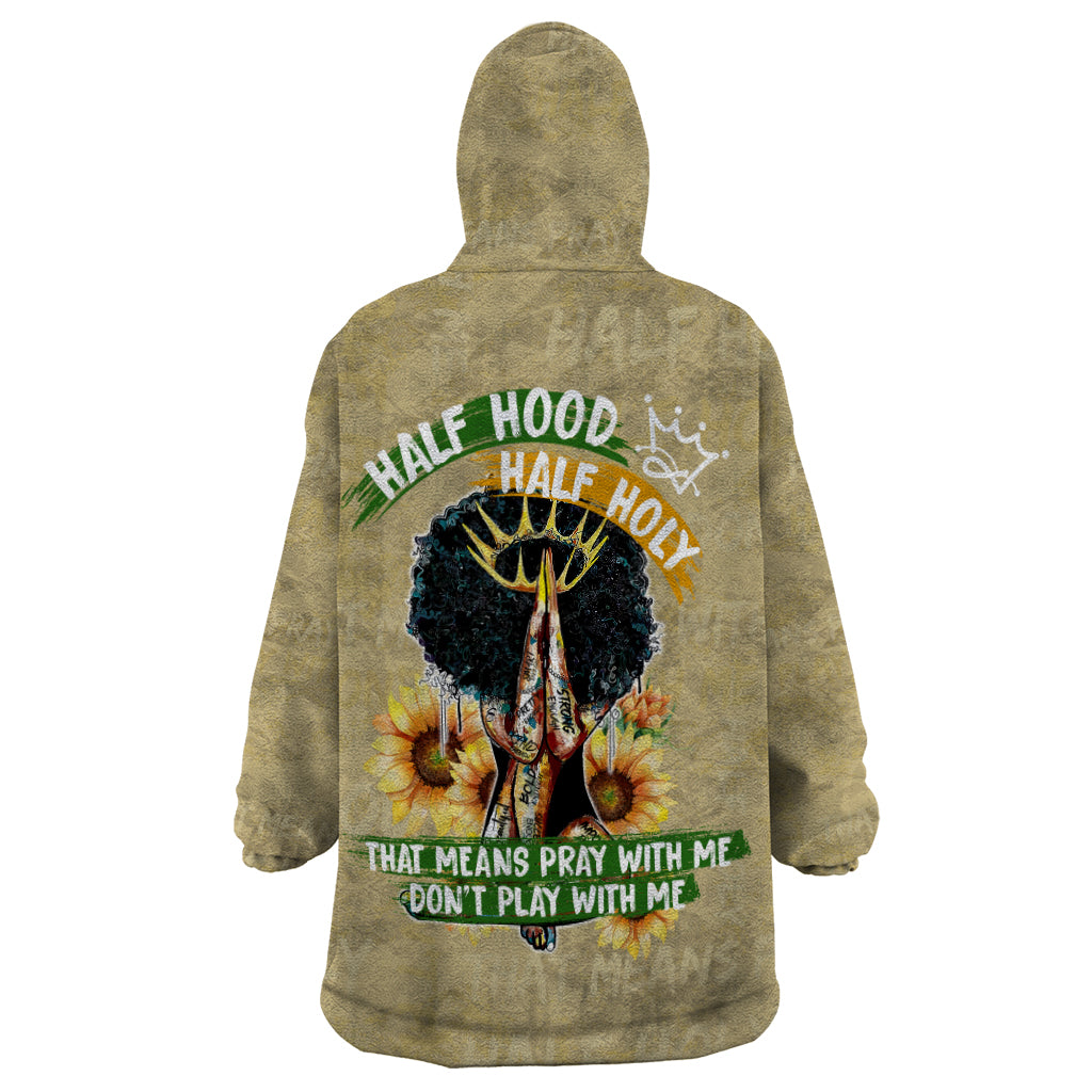 Personalized African Women Wearable Blanket Hoodie Half Hood Half Holy - Wonder Print Shop
