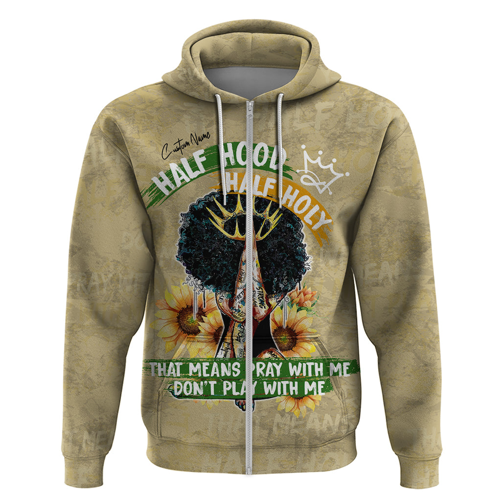 Personalized African Women Zip Hoodie Half Hood Half Holy - Wonder Print Shop
