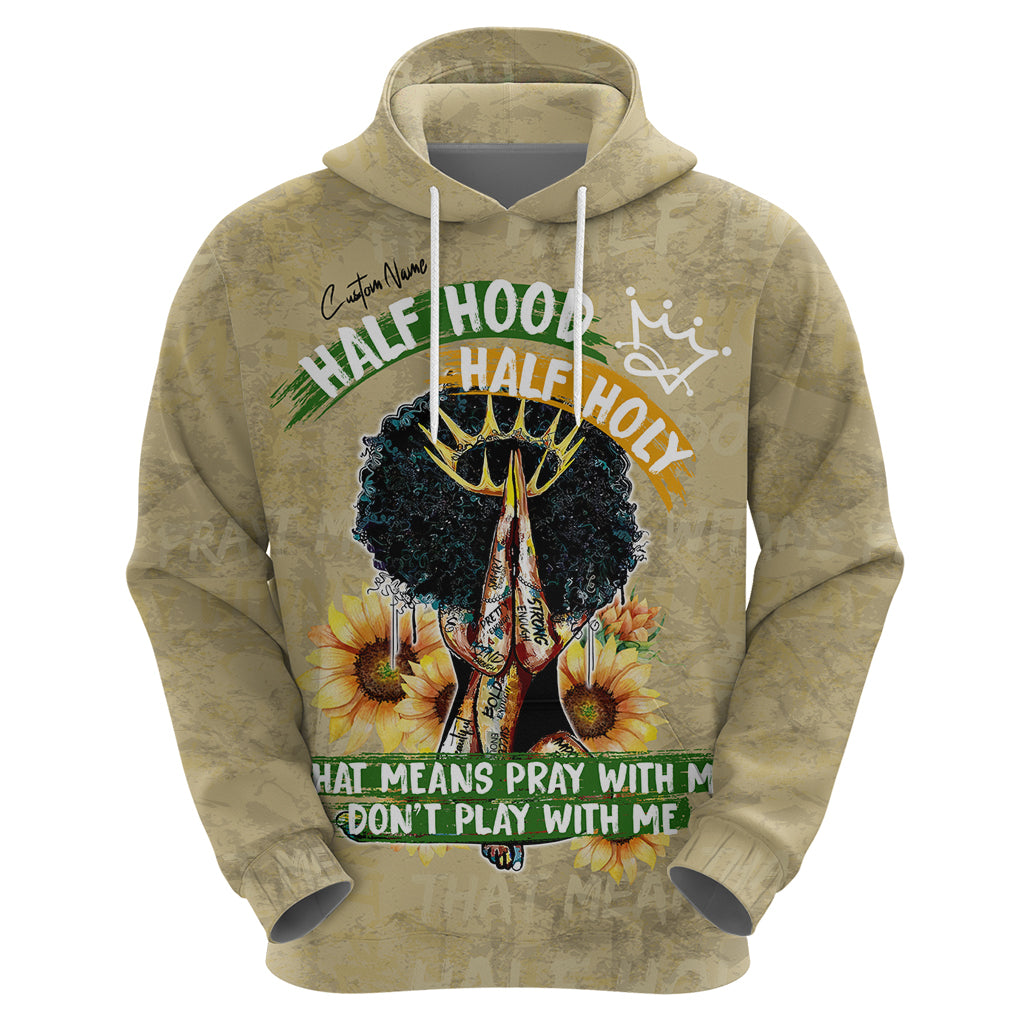 Personalized African Women Zip Hoodie Half Hood Half Holy - Wonder Print Shop