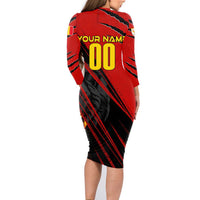 Personalized Belgium Football 2024 Family Matching Long Sleeve Bodycon Dress and Hawaiian Shirt Trophy Wing Style - Wonder Print Shop