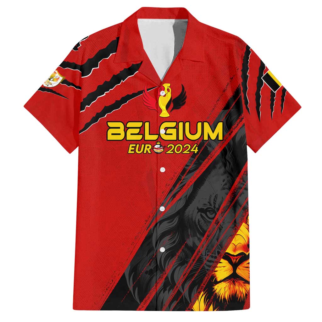 Personalized Belgium Football 2024 Family Matching Off Shoulder Maxi Dress and Hawaiian Shirt Trophy Wing Style - Wonder Print Shop