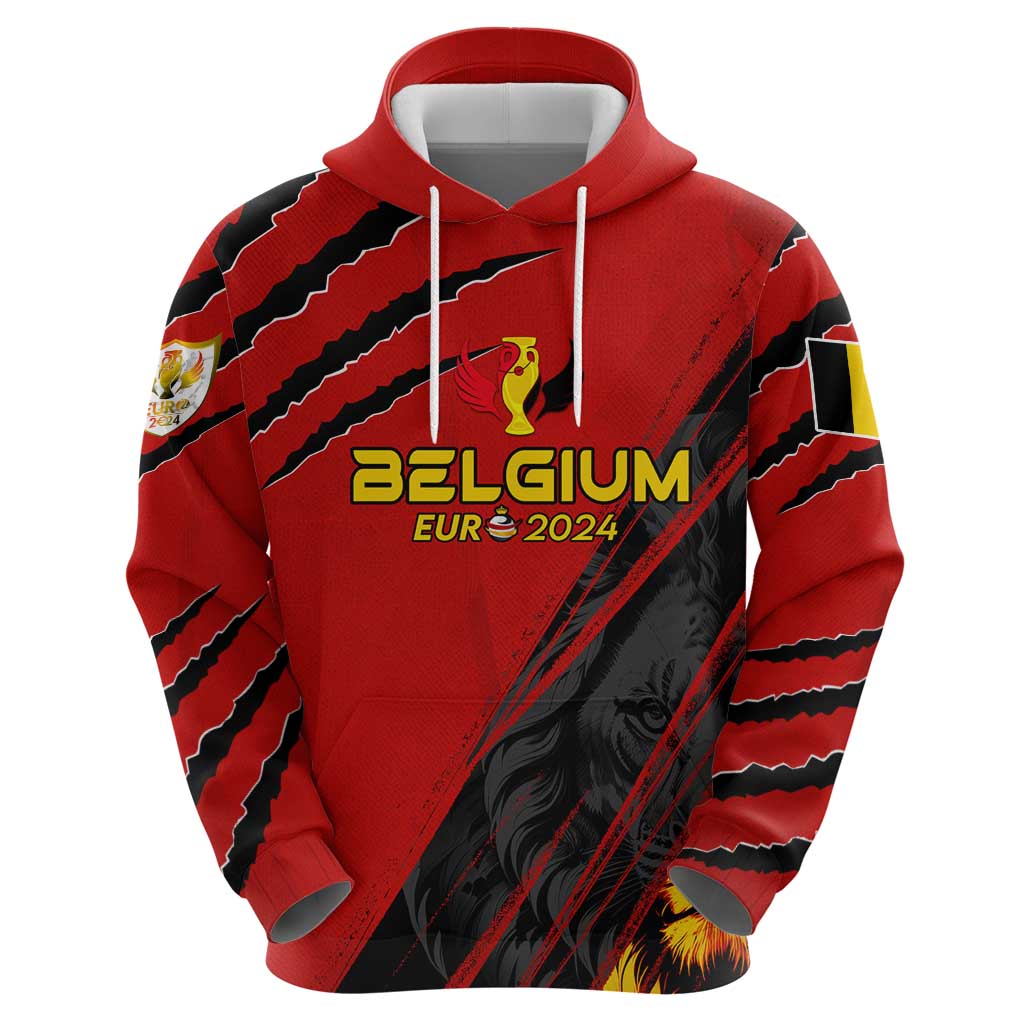 Personalized Belgium Football 2024 Hoodie Trophy Wing Style - Wonder Print Shop