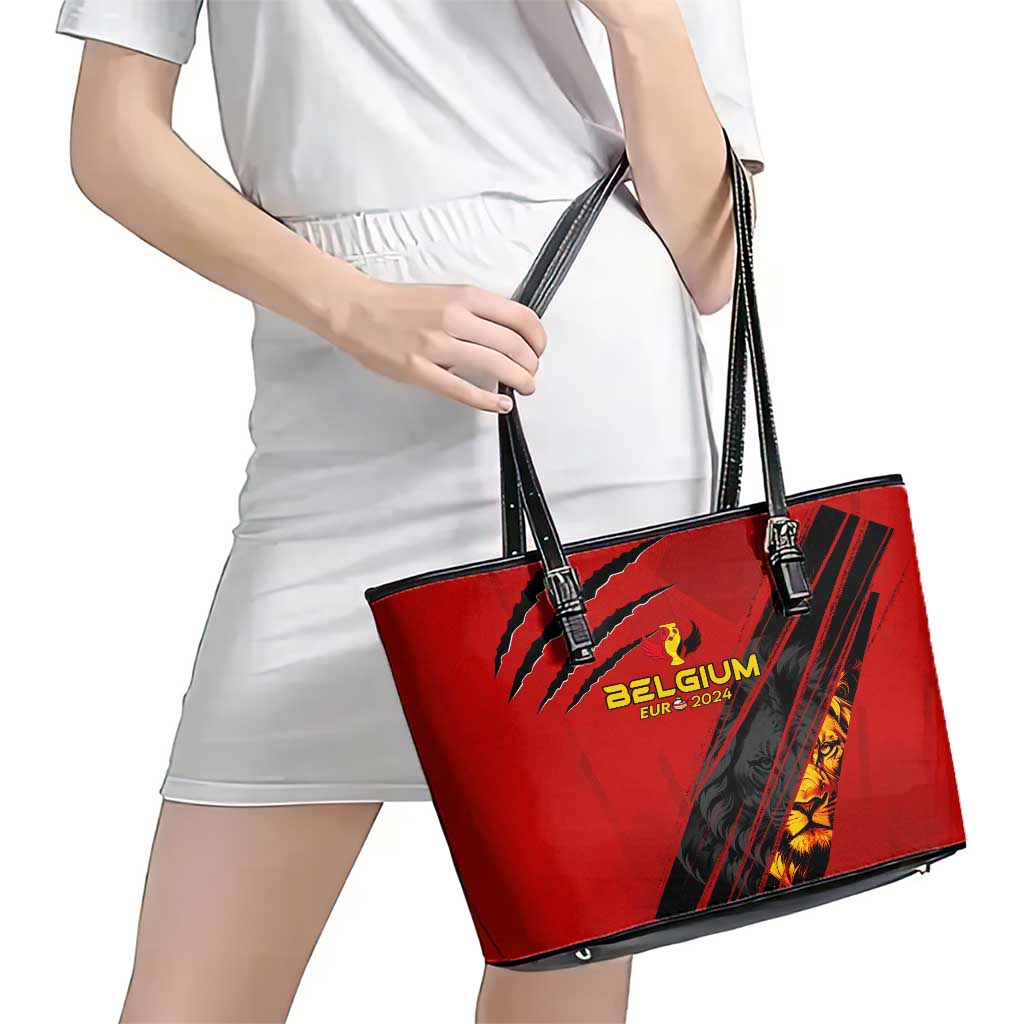Belgium Football 2024 Leather Tote Bag Trophy Wing Style - Wonder Print Shop