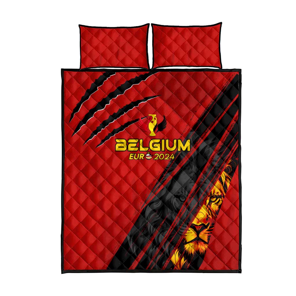 Belgium Football 2024 Quilt Bed Set Trophy Wing Style - Wonder Print Shop