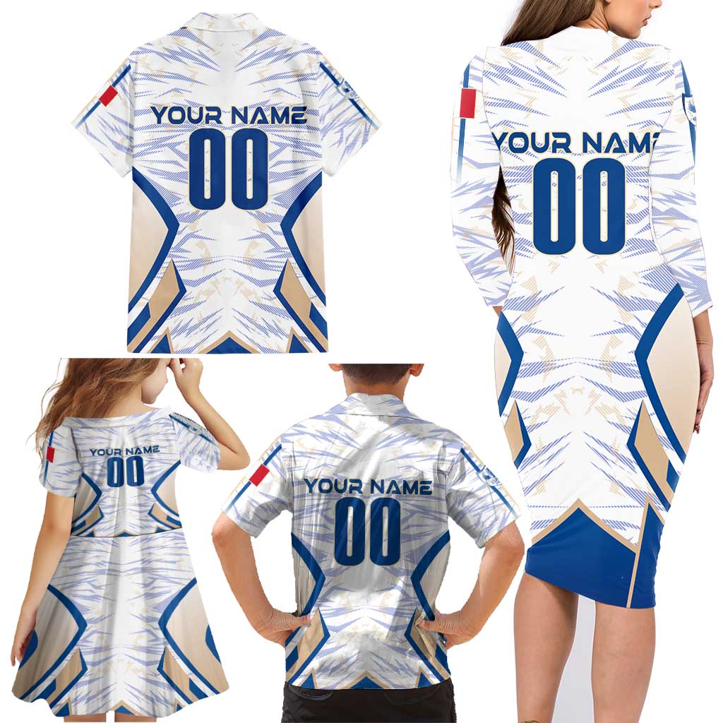 Personalized France Football 2024 Family Matching Long Sleeve Bodycon Dress and Hawaiian Shirt Trophy Wing Style - Wonder Print Shop