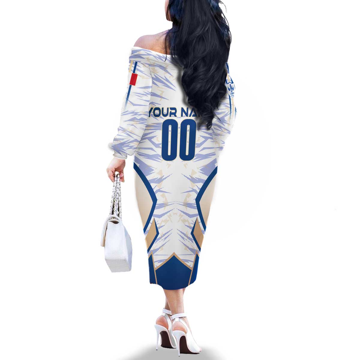 Personalized France Football 2024 Family Matching Off The Shoulder Long Sleeve Dress and Hawaiian Shirt Trophy Wing Style - Wonder Print Shop