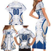 Personalized France Football 2024 Family Matching Short Sleeve Bodycon Dress and Hawaiian Shirt Trophy Wing Style - Wonder Print Shop