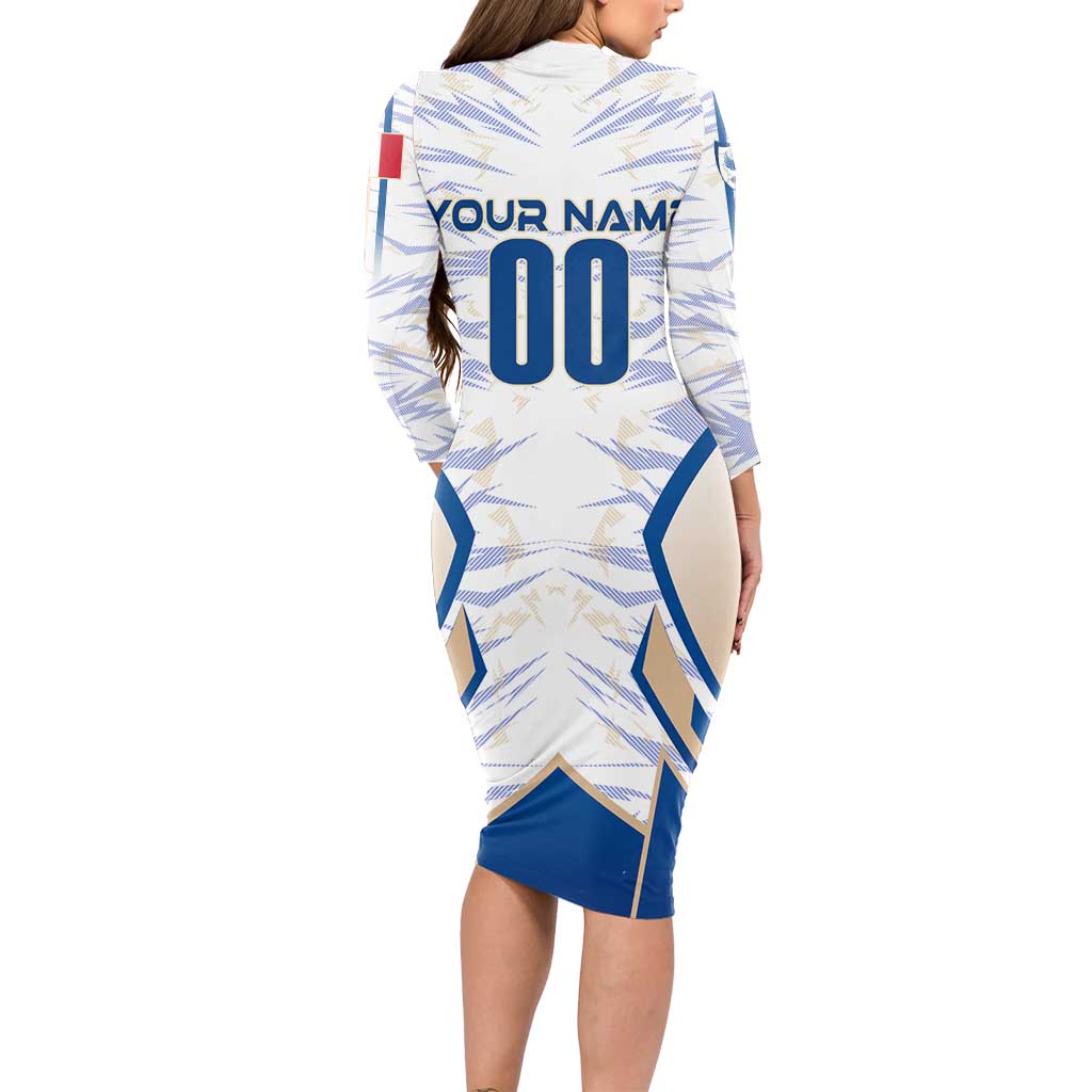 Personalized France Football 2024 Long Sleeve Bodycon Dress Trophy Wing Style - Wonder Print Shop