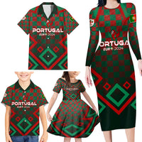 Personalized Portugal Football 2024 Family Matching Long Sleeve Bodycon Dress and Hawaiian Shirt Trophy Wing Style - Wonder Print Shop
