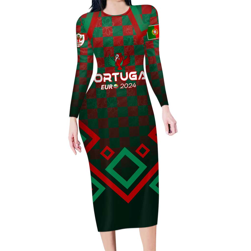 Personalized Portugal Football 2024 Family Matching Long Sleeve Bodycon Dress and Hawaiian Shirt Trophy Wing Style - Wonder Print Shop