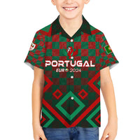Personalized Portugal Football 2024 Family Matching Long Sleeve Bodycon Dress and Hawaiian Shirt Trophy Wing Style - Wonder Print Shop