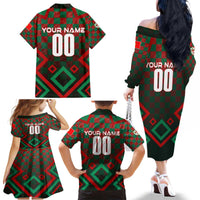 Personalized Portugal Football 2024 Family Matching Off The Shoulder Long Sleeve Dress and Hawaiian Shirt Trophy Wing Style - Wonder Print Shop