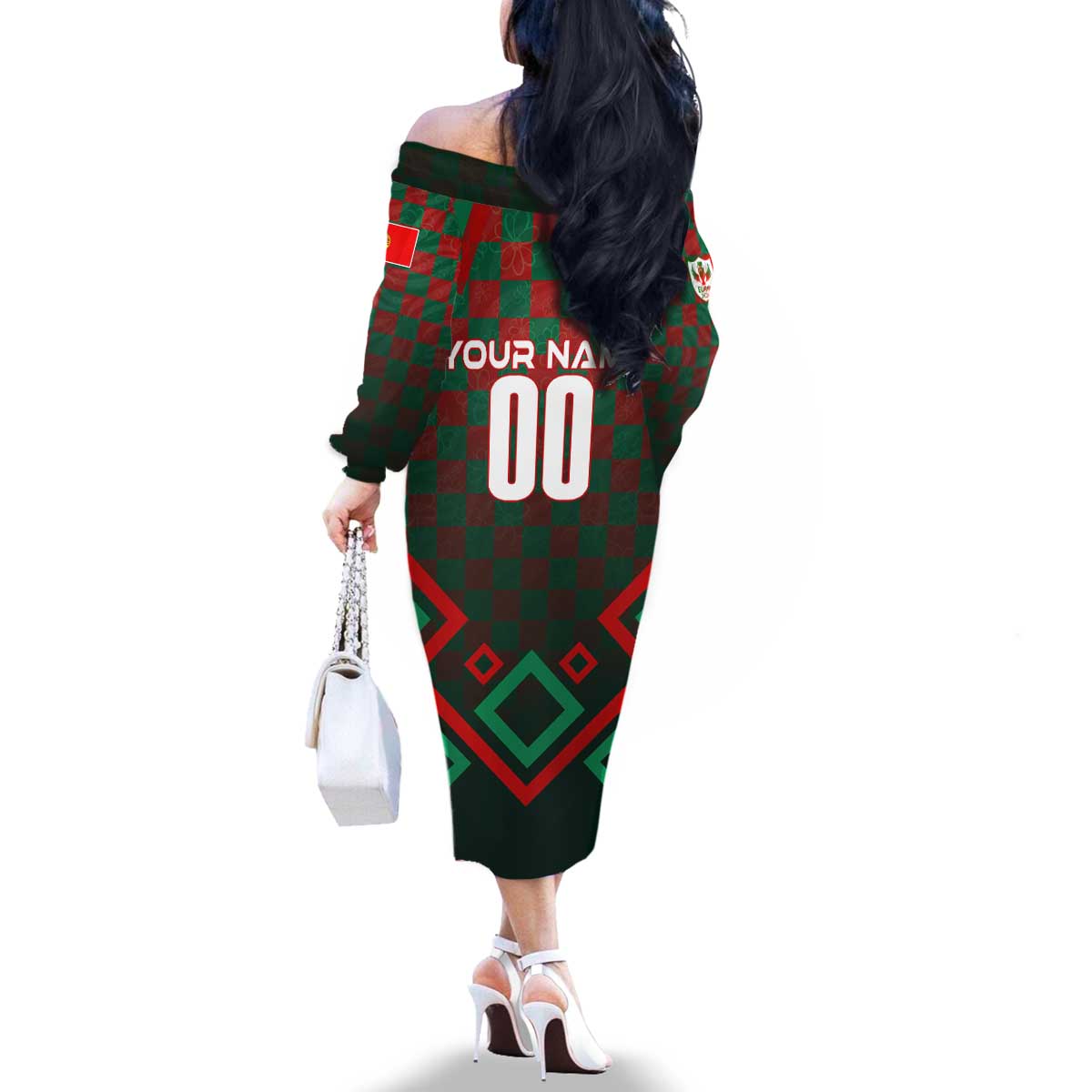 Personalized Portugal Football 2024 Family Matching Off The Shoulder Long Sleeve Dress and Hawaiian Shirt Trophy Wing Style - Wonder Print Shop