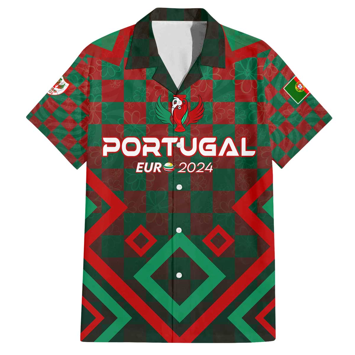 Personalized Portugal Football 2024 Family Matching Off Shoulder Short Dress and Hawaiian Shirt Trophy Wing Style - Wonder Print Shop