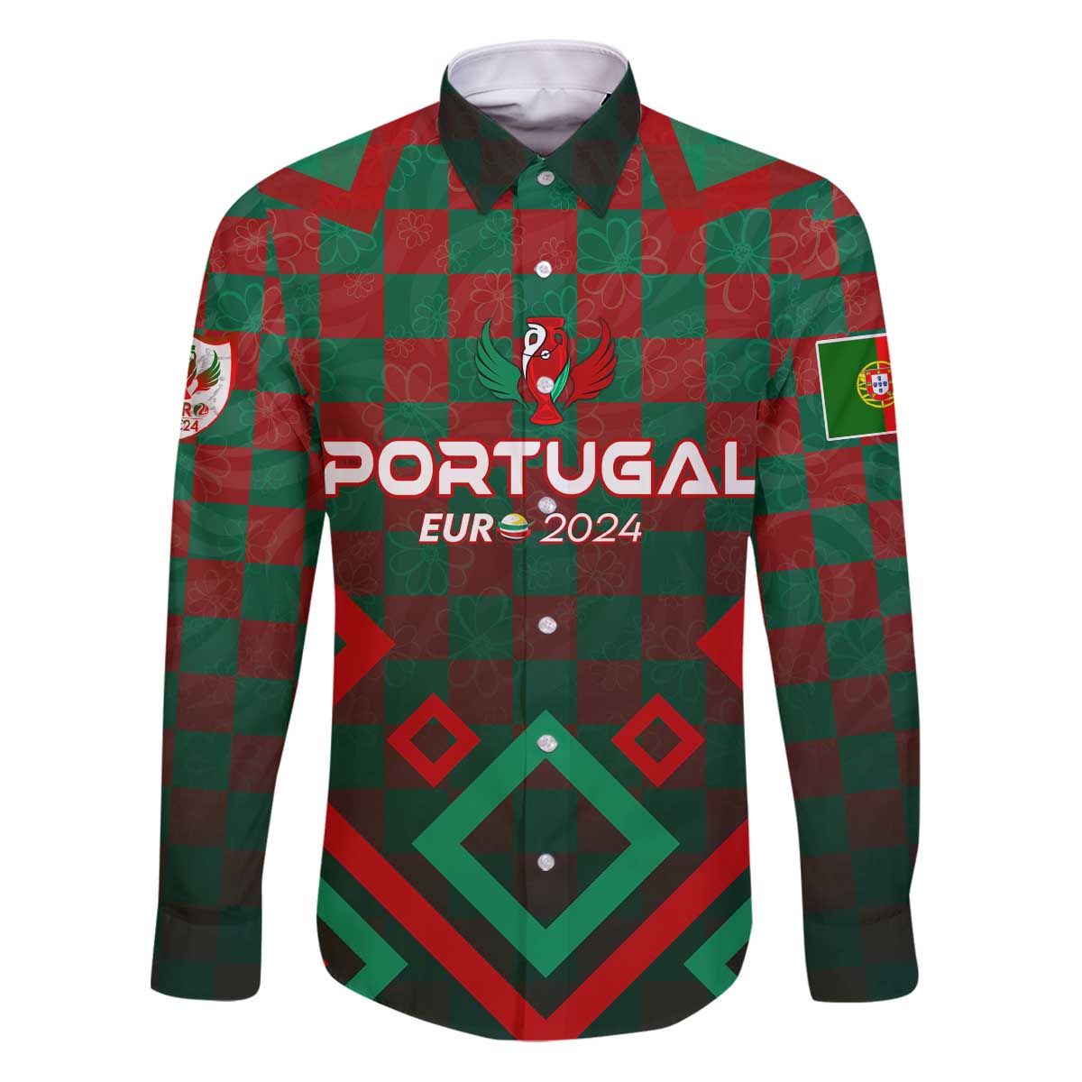Personalized Portugal Football 2024 Family Matching Puletasi and Hawaiian Shirt Trophy Wing Style - Wonder Print Shop