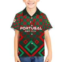 Personalized Portugal Football 2024 Family Matching Short Sleeve Bodycon Dress and Hawaiian Shirt Trophy Wing Style - Wonder Print Shop