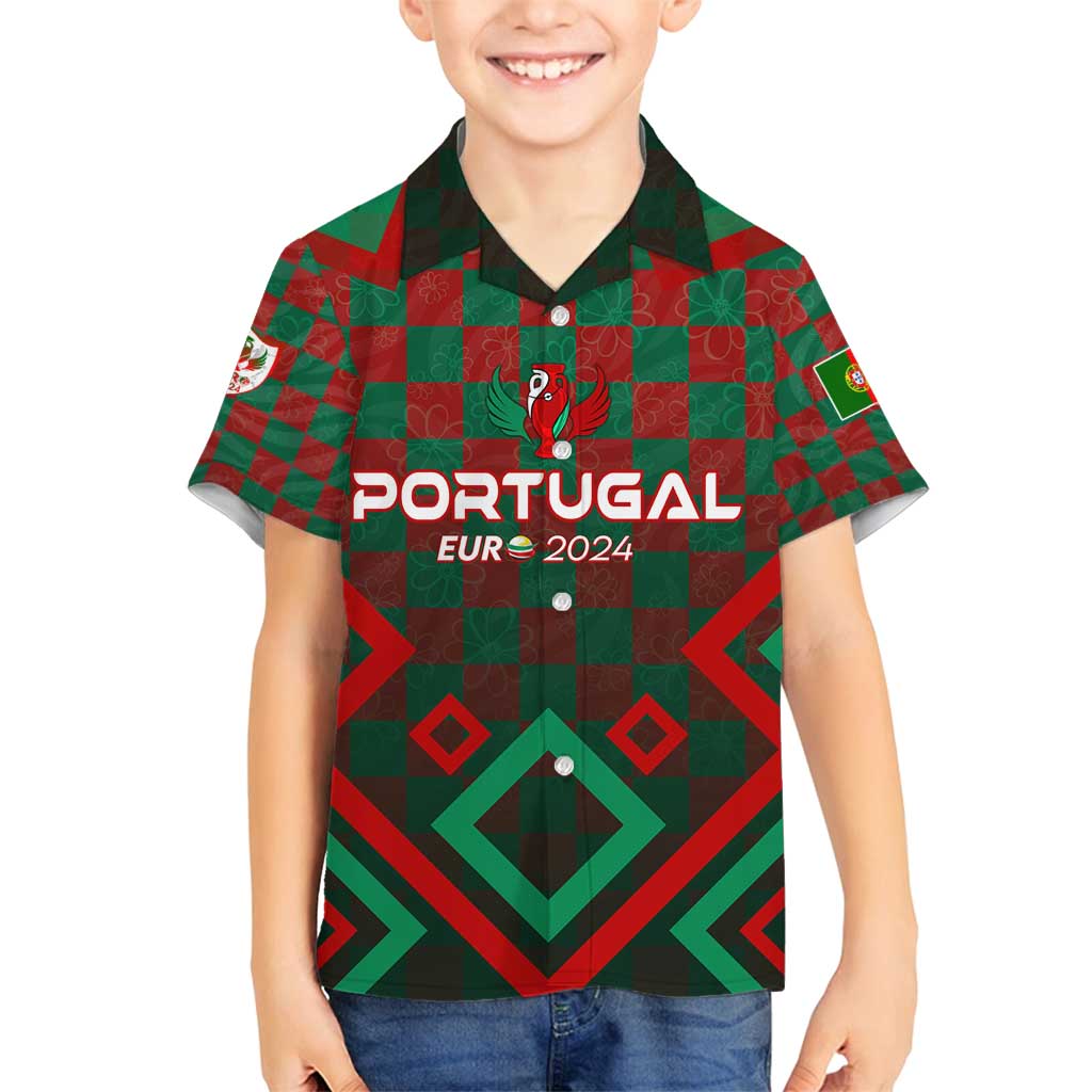 Personalized Portugal Football 2024 Family Matching Tank Maxi Dress and Hawaiian Shirt Trophy Wing Style - Wonder Print Shop
