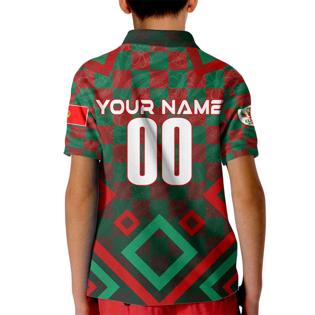 Personalized Portugal Football 2024 Kid Polo Shirt Trophy Wing Style - Wonder Print Shop