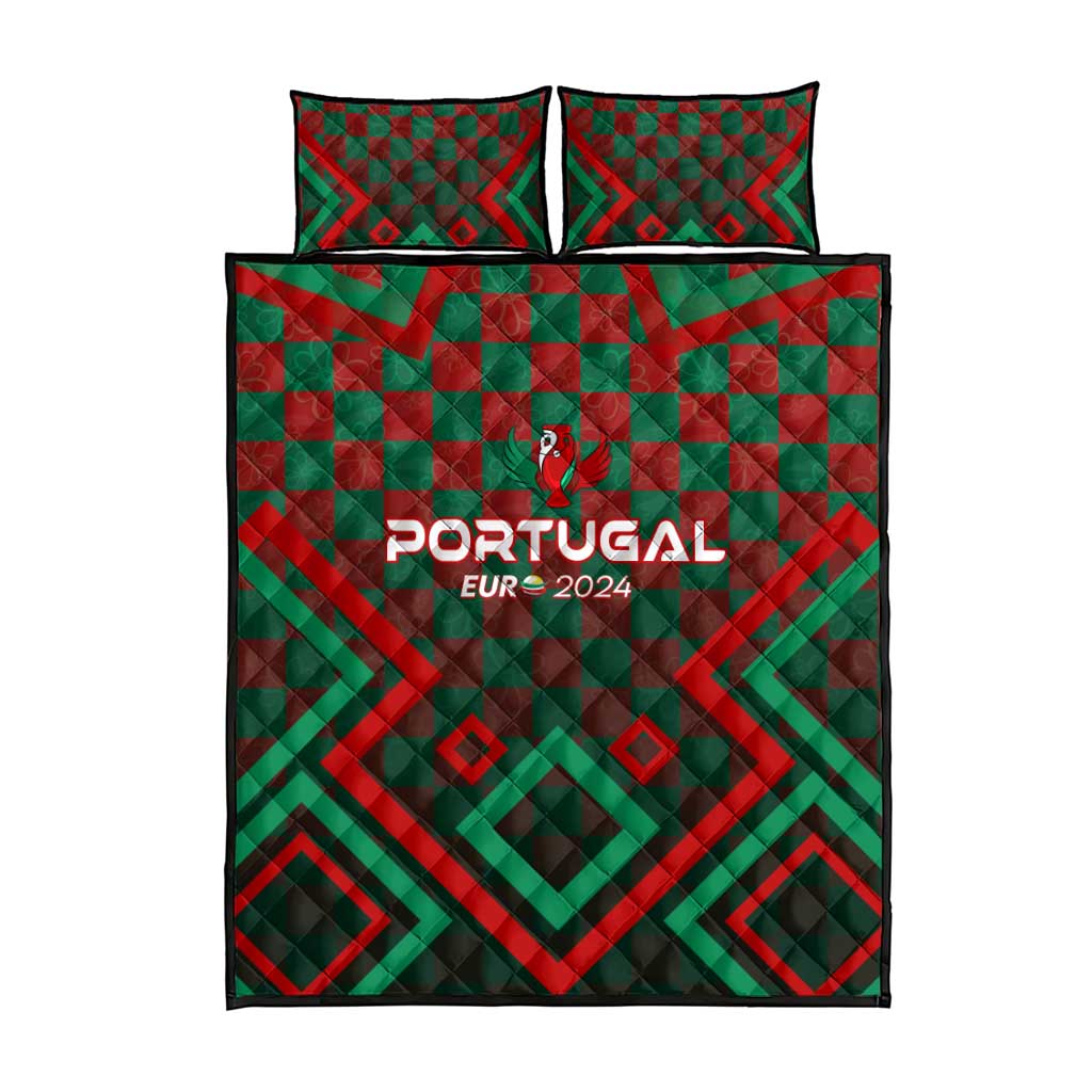 Portugal Football 2024 Quilt Bed Set Trophy Wing Style - Wonder Print Shop