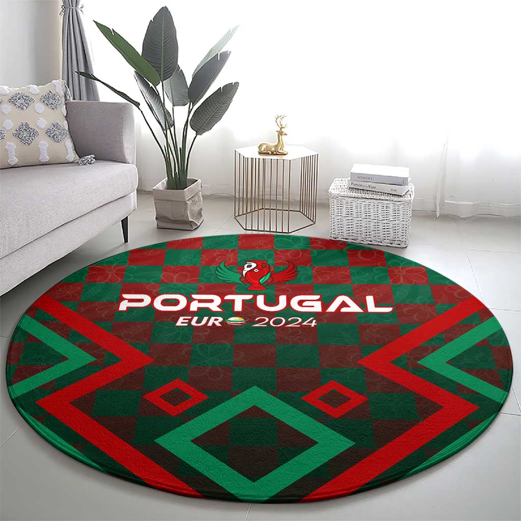 Portugal Football 2024 Round Carpet Trophy Wing Style