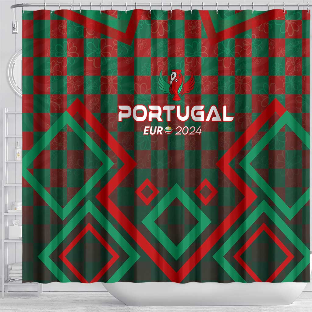 Portugal Football 2024 Shower Curtain Trophy Wing Style