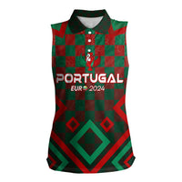 Personalized Portugal Football 2024 Women Sleeveless Polo Shirt Trophy Wing Style - Wonder Print Shop