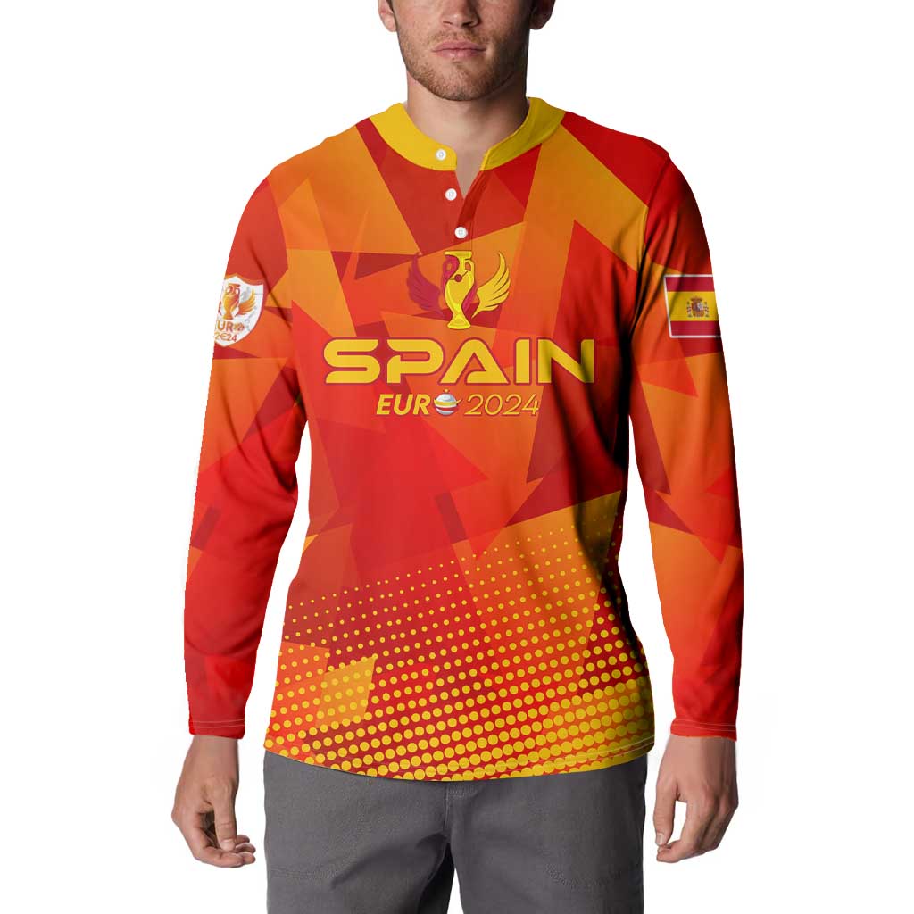 Personalized Spain Football 2024 Button Sweatshirt Trophy Wing Style - Wonder Print Shop