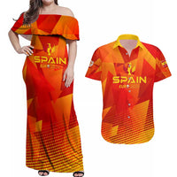 Personalized Spain Football 2024 Couples Matching Off Shoulder Maxi Dress and Hawaiian Shirt Trophy Wing Style - Wonder Print Shop