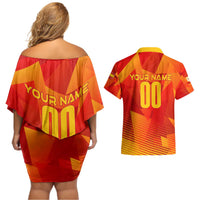 Personalized Spain Football 2024 Couples Matching Off Shoulder Short Dress and Hawaiian Shirt Trophy Wing Style - Wonder Print Shop