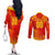 Personalized Spain Football 2024 Couples Matching Off The Shoulder Long Sleeve Dress and Long Sleeve Button Shirt Trophy Wing Style