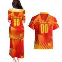 Personalized Spain Football 2024 Couples Matching Puletasi and Hawaiian Shirt Trophy Wing Style - Wonder Print Shop
