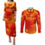 Personalized Spain Football 2024 Couples Matching Puletasi and Long Sleeve Button Shirt Trophy Wing Style - Wonder Print Shop