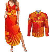 Personalized Spain Football 2024 Couples Matching Summer Maxi Dress and Long Sleeve Button Shirt Trophy Wing Style - Wonder Print Shop
