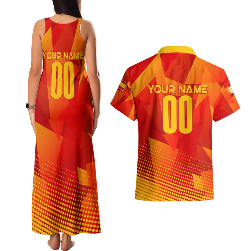 Personalized Spain Football 2024 Couples Matching Tank Maxi Dress and Hawaiian Shirt Trophy Wing Style - Wonder Print Shop