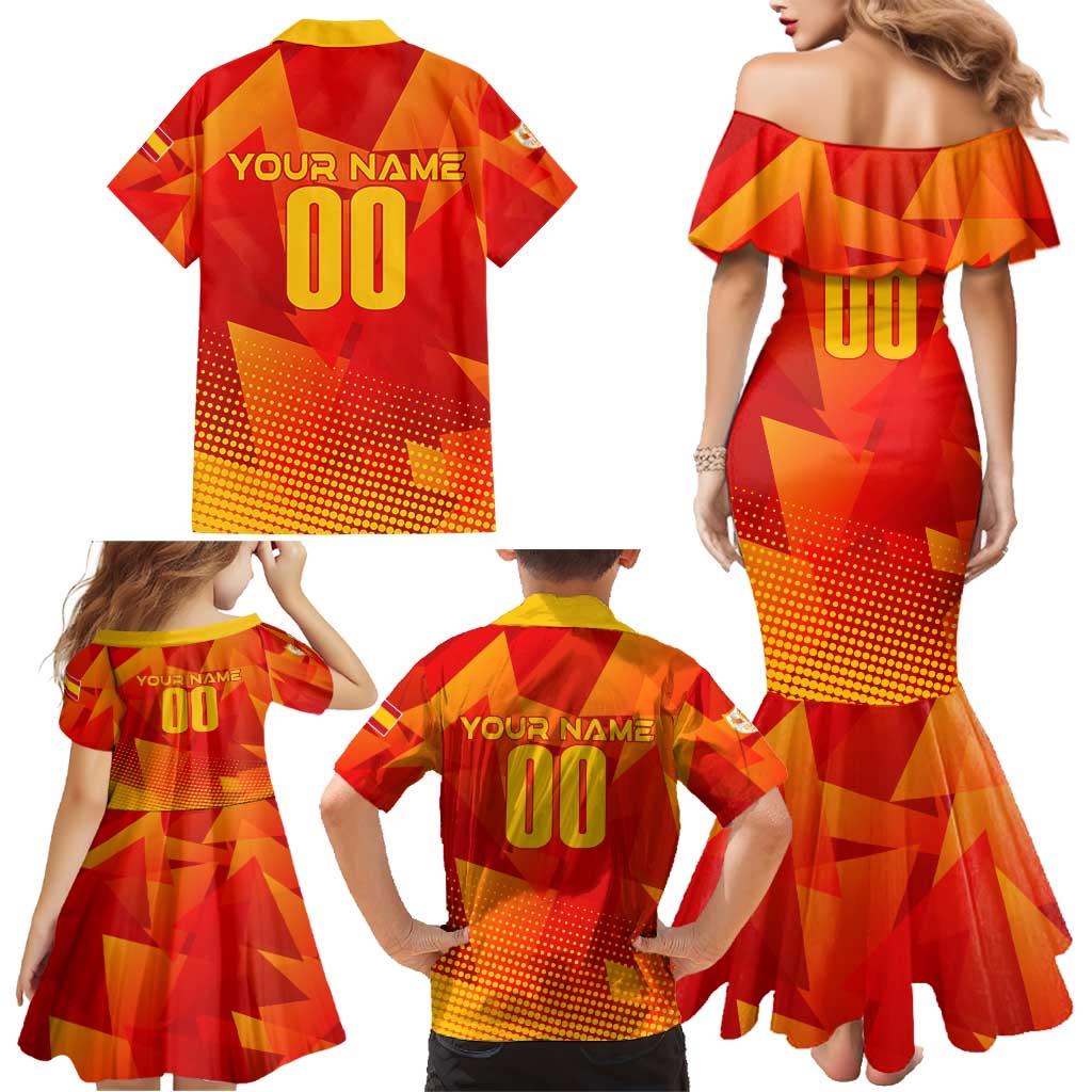 Personalized Spain Football 2024 Family Matching Mermaid Dress and Hawaiian Shirt Trophy Wing Style - Wonder Print Shop