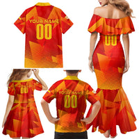 Personalized Spain Football 2024 Family Matching Mermaid Dress and Hawaiian Shirt Trophy Wing Style - Wonder Print Shop