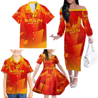 Personalized Spain Football 2024 Family Matching Off The Shoulder Long Sleeve Dress and Hawaiian Shirt Trophy Wing Style - Wonder Print Shop
