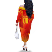 Personalized Spain Football 2024 Family Matching Off The Shoulder Long Sleeve Dress and Hawaiian Shirt Trophy Wing Style - Wonder Print Shop