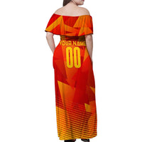 Personalized Spain Football 2024 Family Matching Off Shoulder Maxi Dress and Hawaiian Shirt Trophy Wing Style - Wonder Print Shop