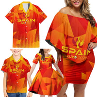 Personalized Spain Football 2024 Family Matching Off Shoulder Short Dress and Hawaiian Shirt Trophy Wing Style - Wonder Print Shop