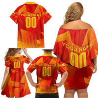 Personalized Spain Football 2024 Family Matching Off Shoulder Short Dress and Hawaiian Shirt Trophy Wing Style - Wonder Print Shop