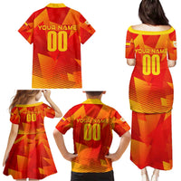 Personalized Spain Football 2024 Family Matching Puletasi and Hawaiian Shirt Trophy Wing Style - Wonder Print Shop