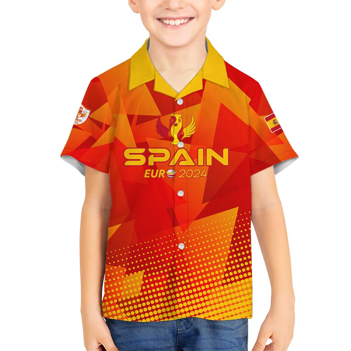 Personalized Spain Football 2024 Family Matching Puletasi and Hawaiian Shirt Trophy Wing Style - Wonder Print Shop