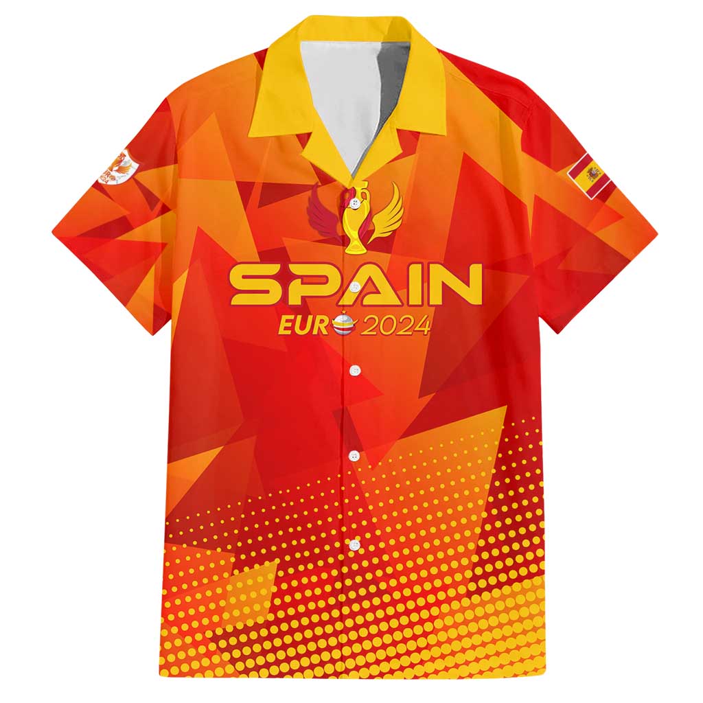 Personalized Spain Football 2024 Family Matching Short Sleeve Bodycon Dress and Hawaiian Shirt Trophy Wing Style - Wonder Print Shop