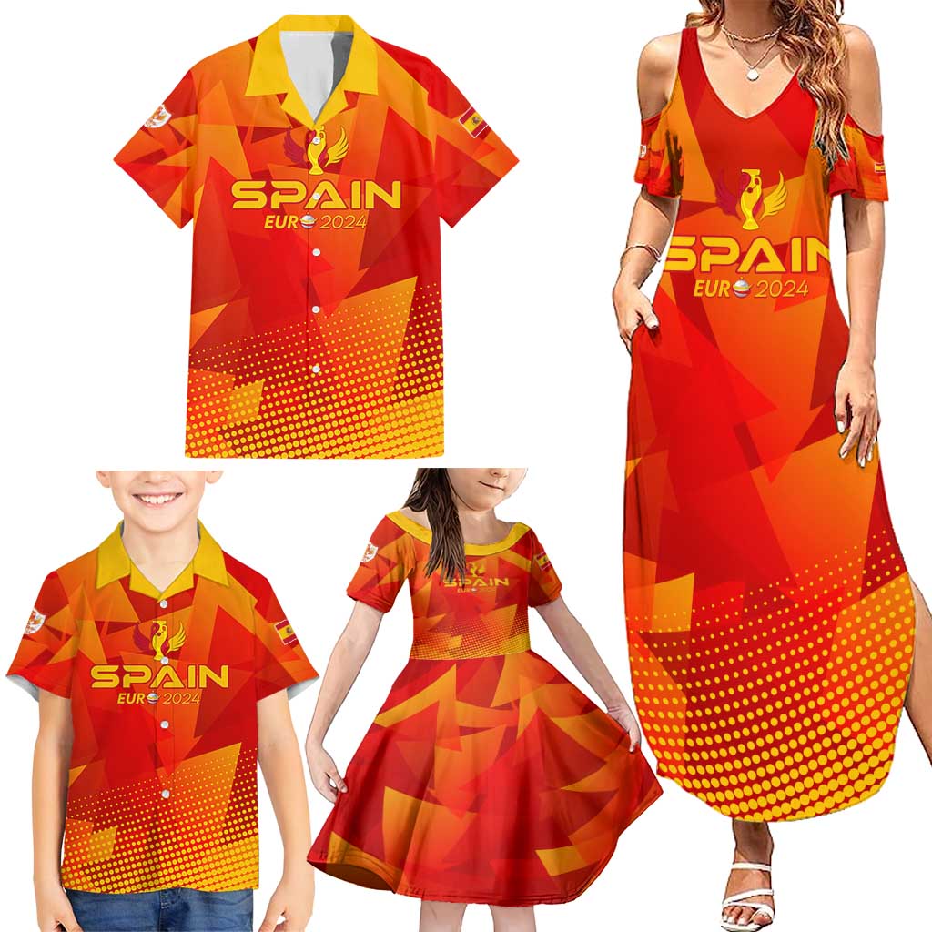 Personalized Spain Football 2024 Family Matching Summer Maxi Dress and Hawaiian Shirt Trophy Wing Style - Wonder Print Shop