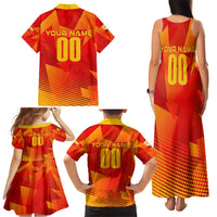 Personalized Spain Football 2024 Family Matching Tank Maxi Dress and Hawaiian Shirt Trophy Wing Style - Wonder Print Shop